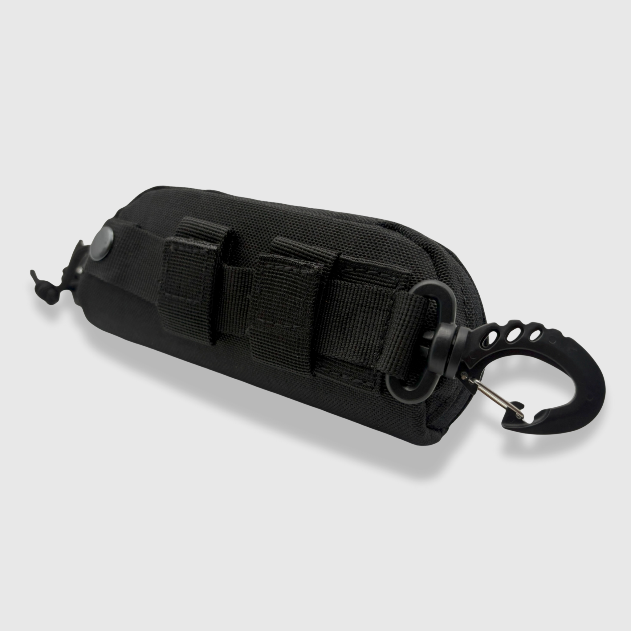 Armadillo black glasses case with banner eyewear patch and molle attachment