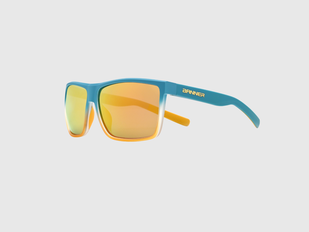 RANGERS BRONZE sunglasses with a orange bronze gradient lens on a light gray background